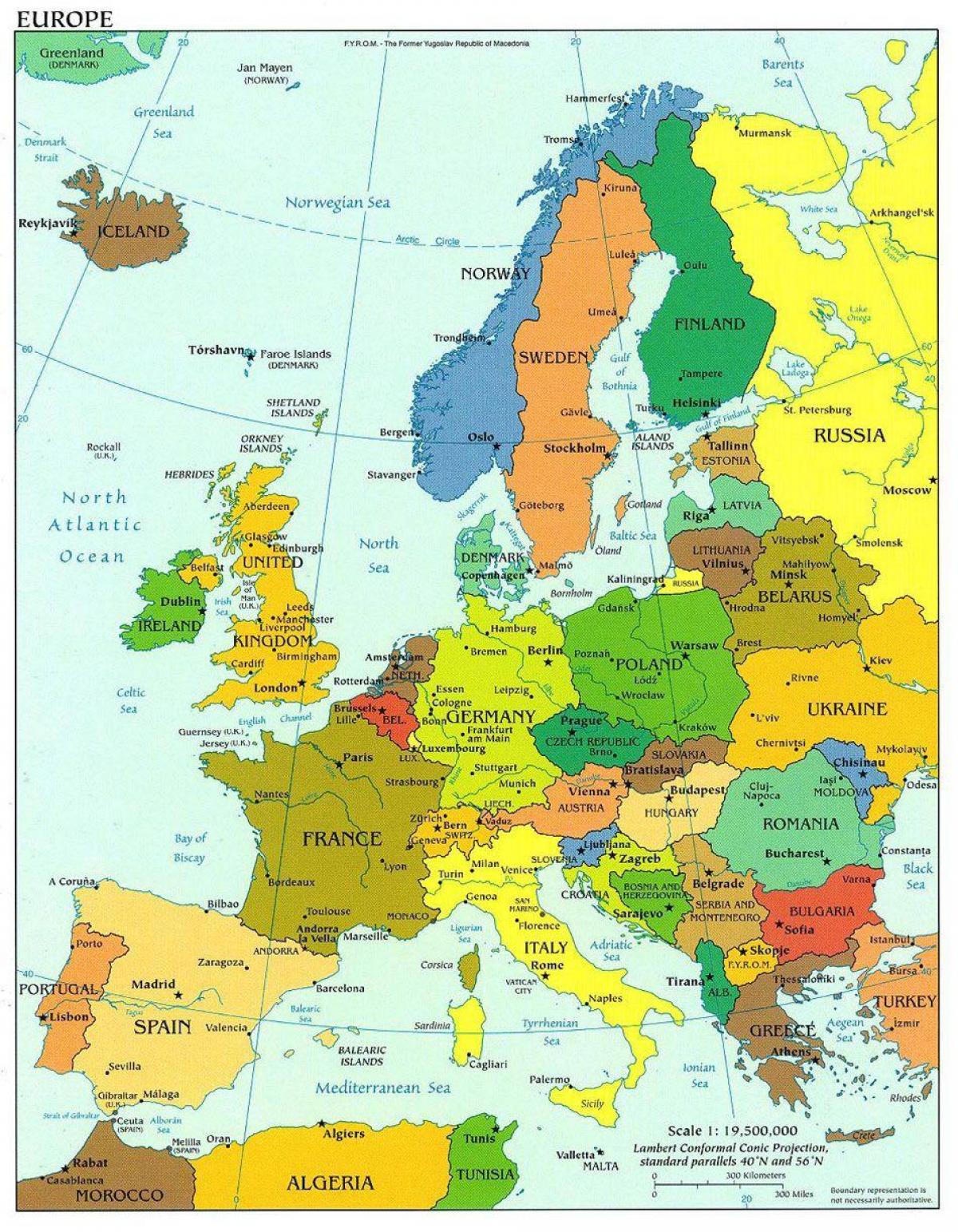 યુરોપ નકશો દર્શાવે છે, ડેનમાર્ક